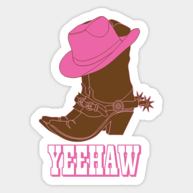 Yeehaw- Cowboy Boots and Pink Cowboy Hat Sticker by kkrenny13